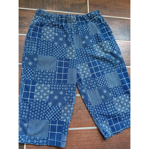 Land's End Patchwork Sport Knit Capri Pull On Cropped Pants Land's End Medium - Picture 2 of 5